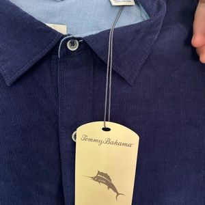 NWT Tommy Bahama Men Corduroy Blue Buttoned Shirt